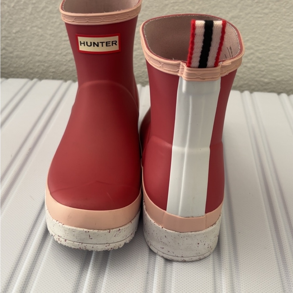 Hunter Red and Pink Rain Boots